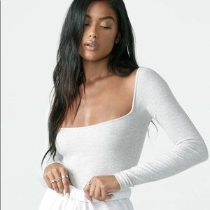 Joah Brown Square Neck Long Sleeve